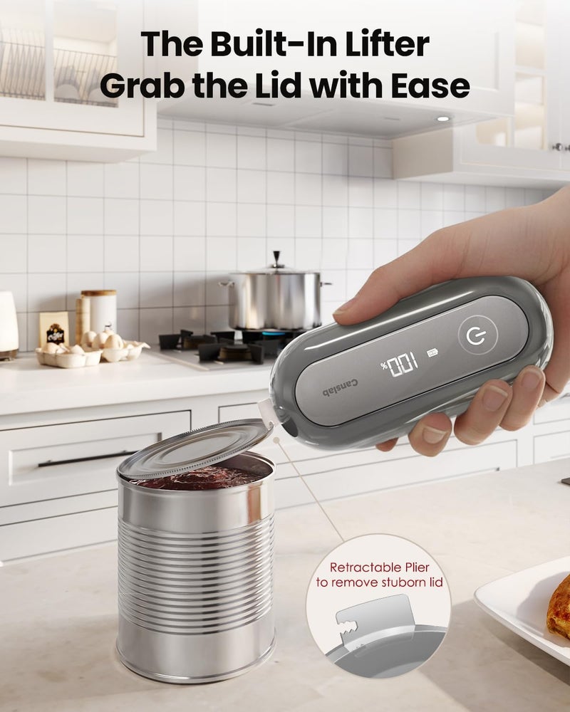 Canslab RETRO Electric Can Opener, Auto-Stop One-Touch Operation, USB Rechargeable with LED Battery Track, Side Cut Smooth Edge Can Opener for Seniors with Arthritis, Wall-Mountable Small Size, Grey - Image 5